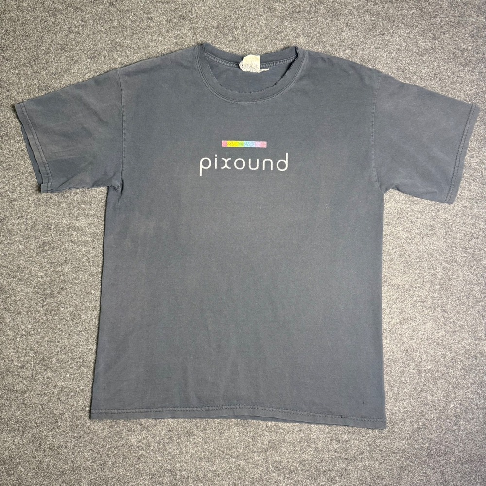 Vintage Pixound T-Shirt Mens L Black Techne Media Distressed Promo Tech Graphic